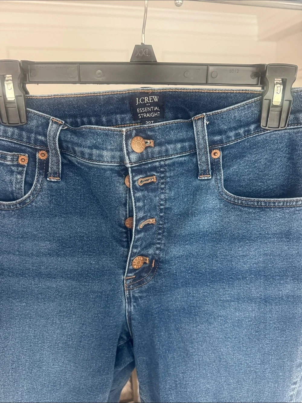 J. Crew Essential Straught High-Rise Button-Fly Jeans — Medium Blue Wash